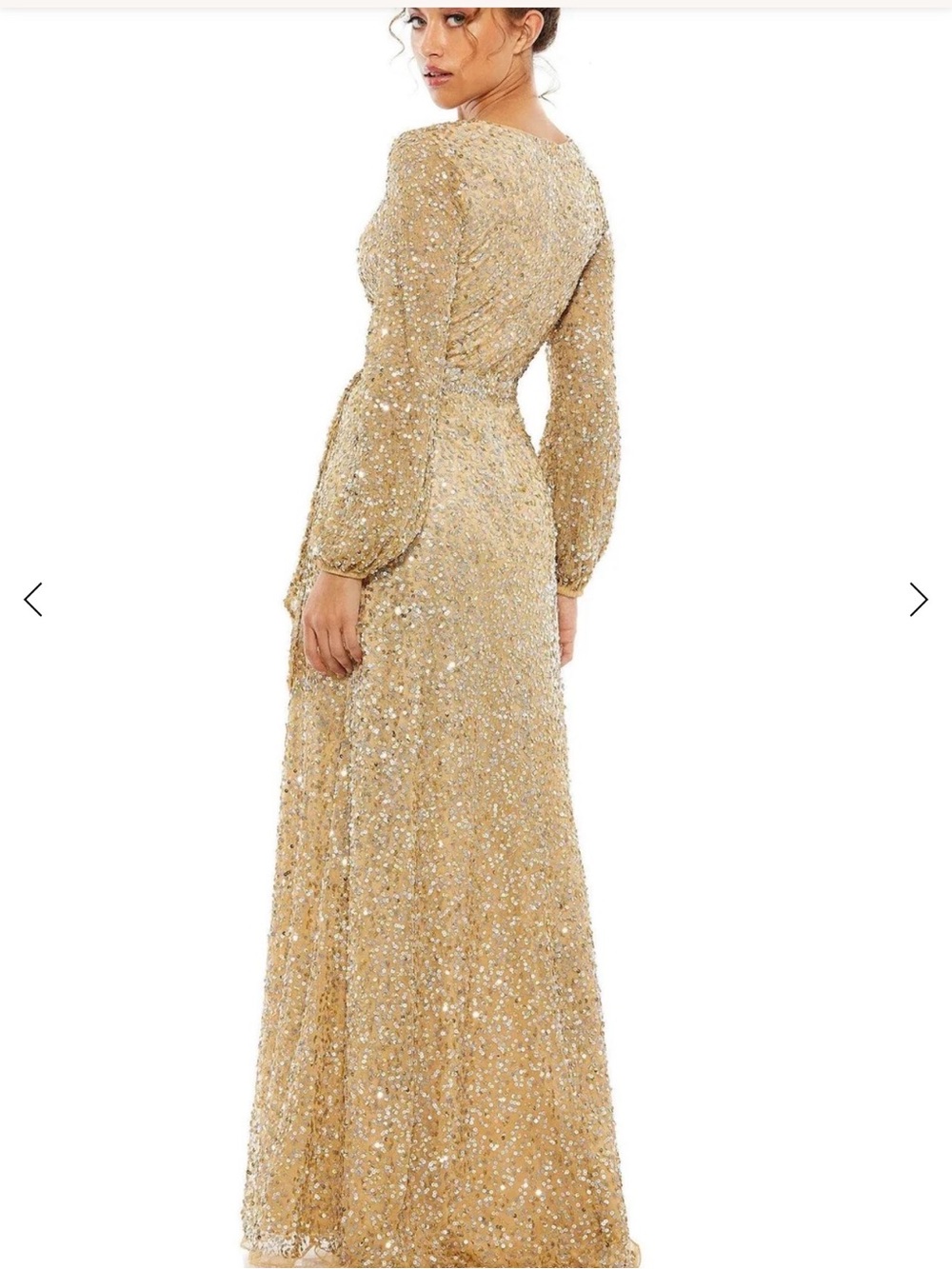 Gold Sequin Long Sleeve Evening Gown